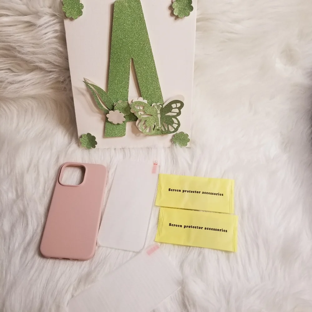 This cute 7 pice baby pink phone case its for iphone 14 pro max